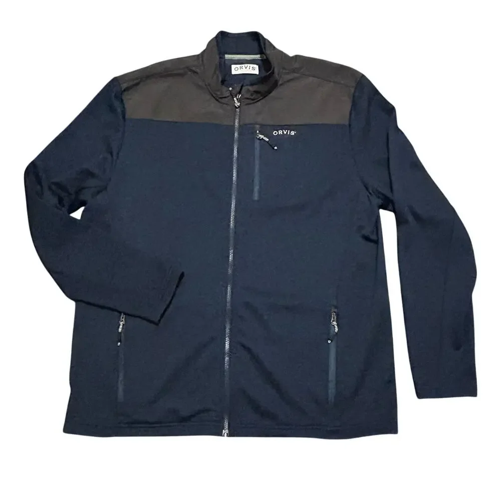 Orvis Full Zip Soft Shell Jacket Navy Blue Men's XL Windproof